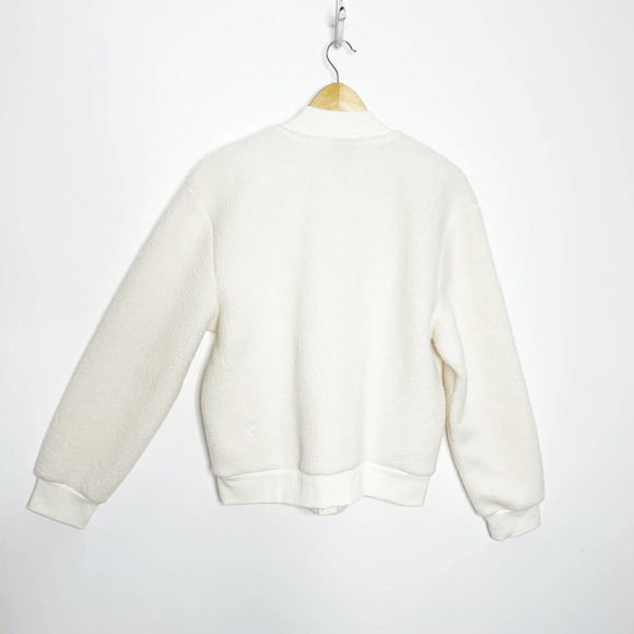 Zyia Active Flying V Fleece Jacket white teddy Sherpa full zip cozy womens l - Picture 8 of 10
